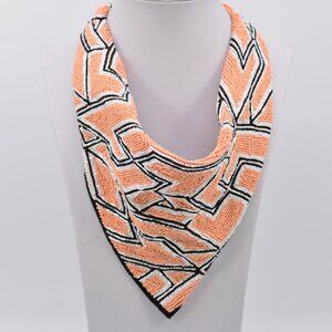 Handmade India seedbead zic-zac printed scarf necklace